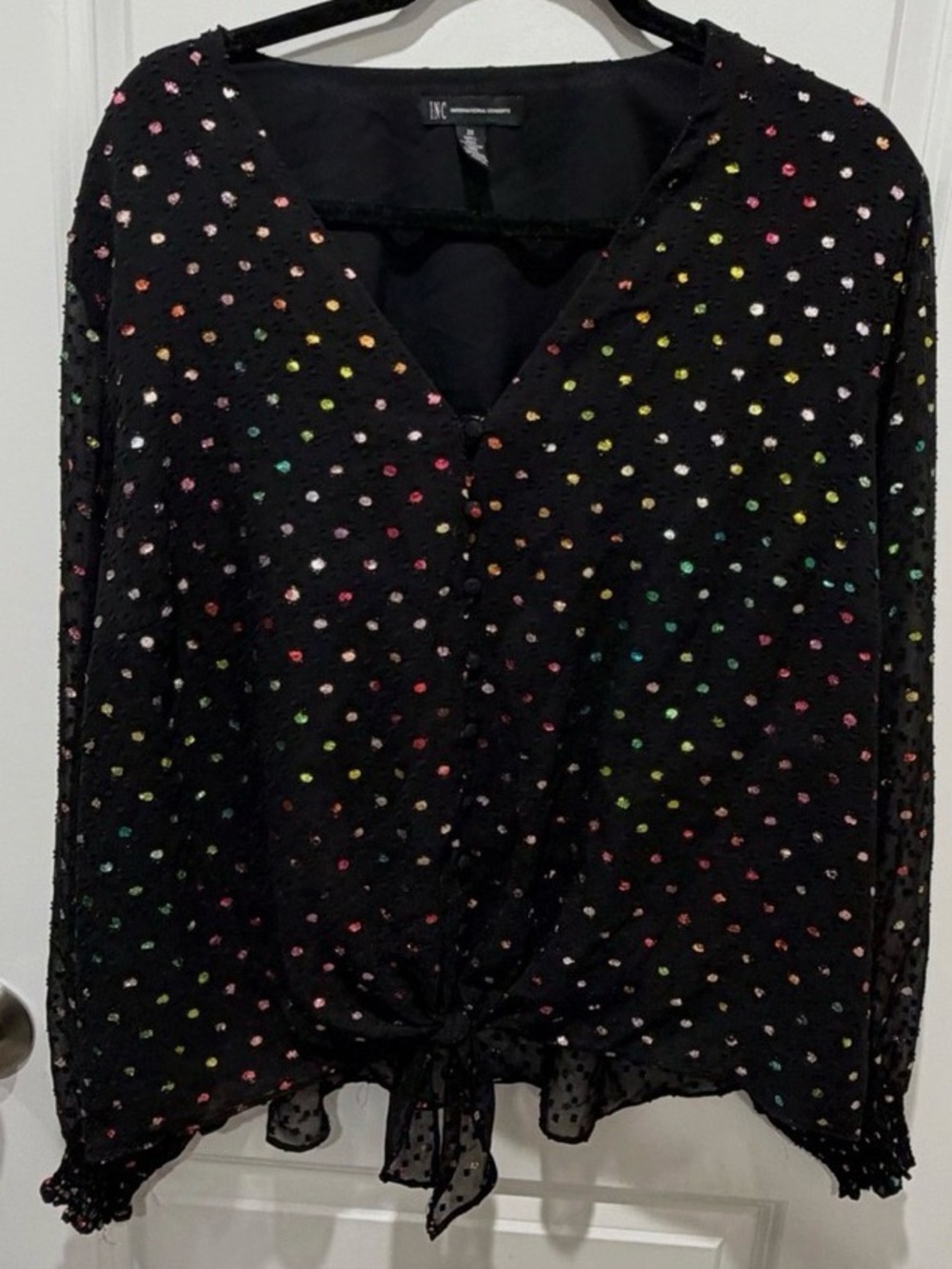 NWT Long Sleeve Top with Multicolor Metallic Dot Pattern
